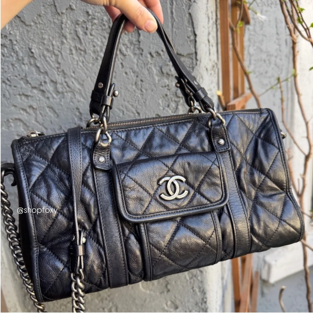 Chanel Calfskin Quilted Casual Riviera Bowling Bag